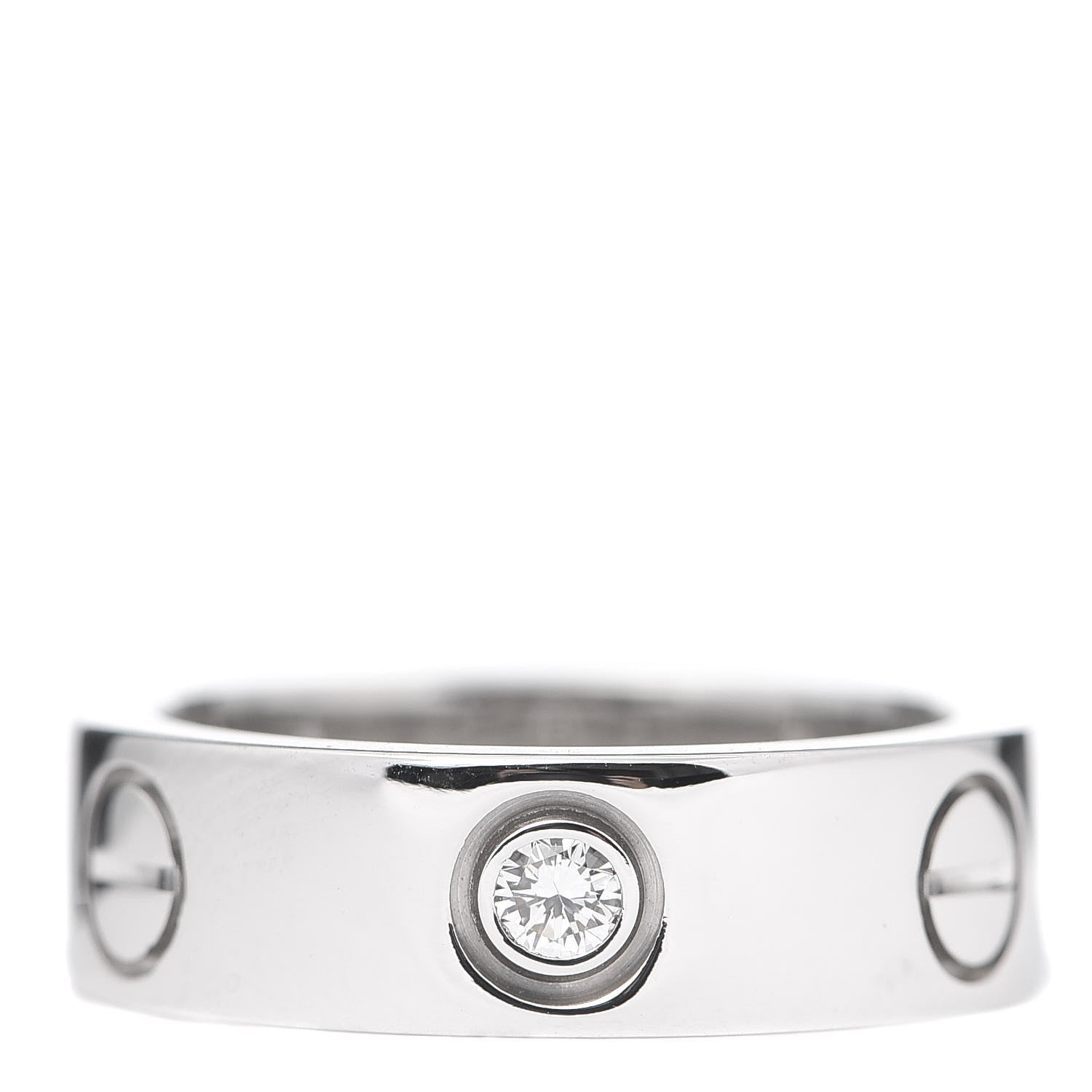 Cartier 18K White Gold 3 Diamond 5.5mm LOVE Ring 48 4.5 3 of 5