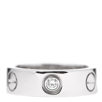 Cartier 18K White Gold 3 Diamond 5.5mm LOVE Ring 48 4.5 3 of 5