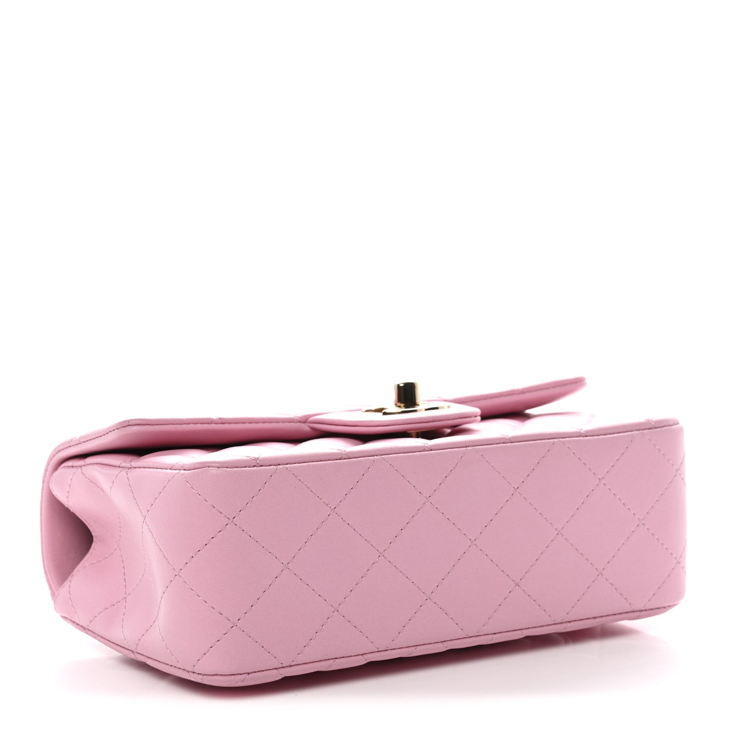 Lambskin Quilted Mini Top Handle Rectangular Flap Pink