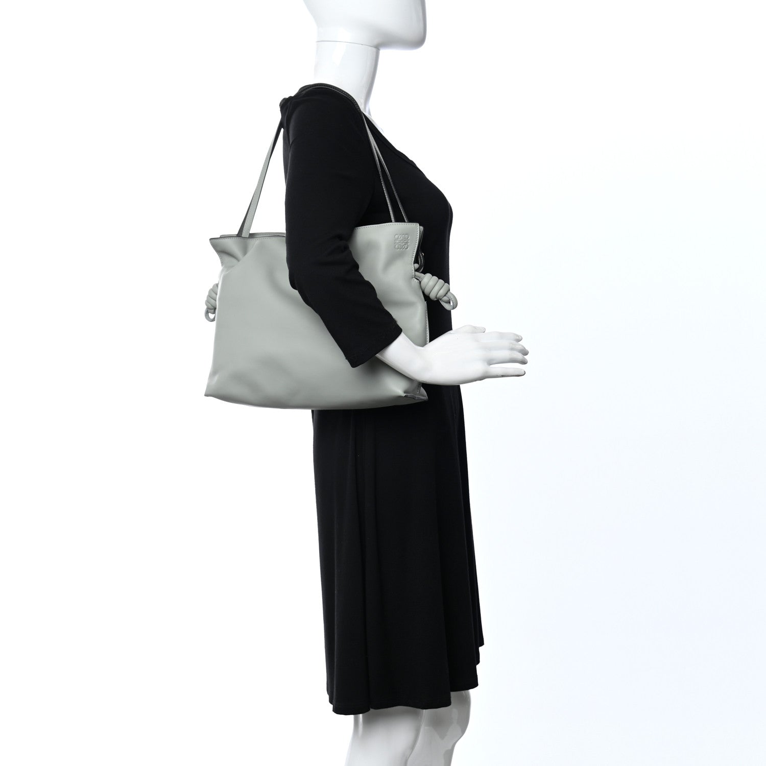Loewe Calfskin Flamenco Knot Bag Grey 3 of 10