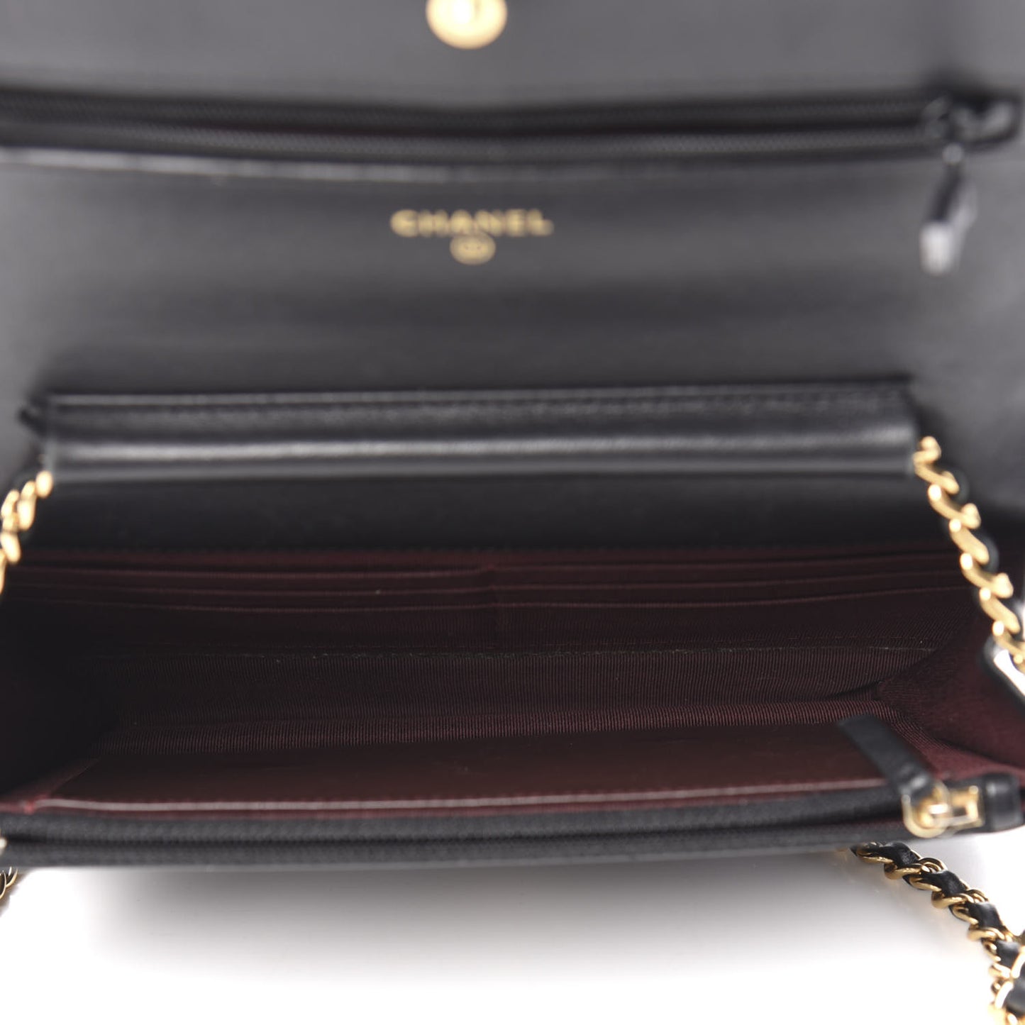 Lambskin Quilted Wallet On Chain WOC Black
