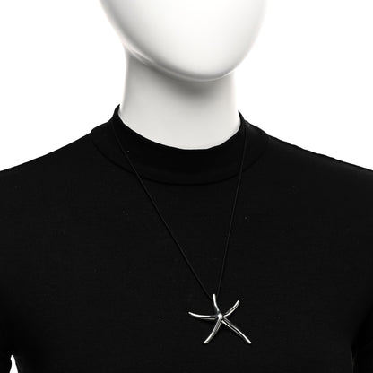 Tiffany Sterling Silver 42mm Elsa Peretti Starfish Pendant Cord Necklace 2 of 5