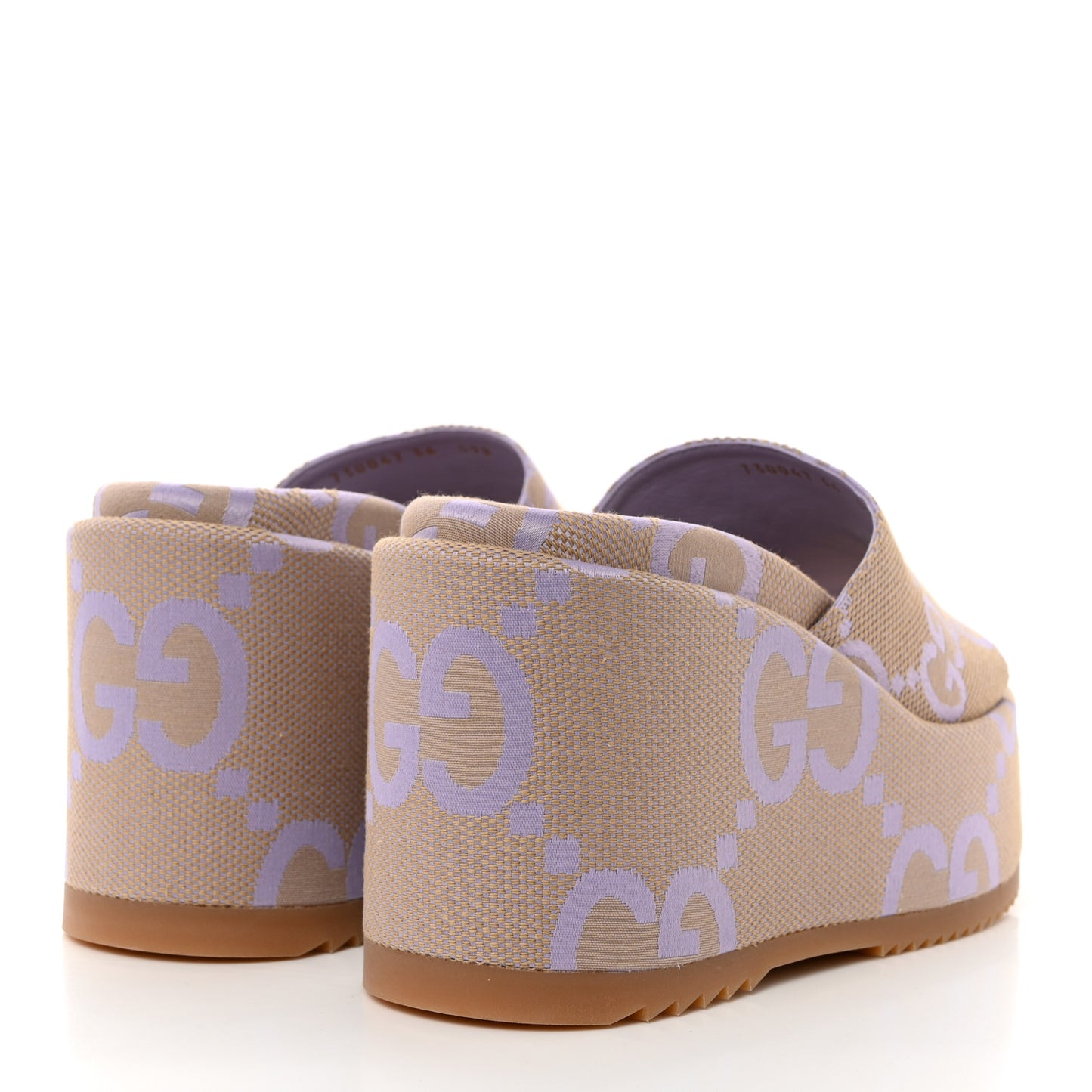Monogram Jumbo GG Platform Slide Wedge Sandals 36 Beige Lapis