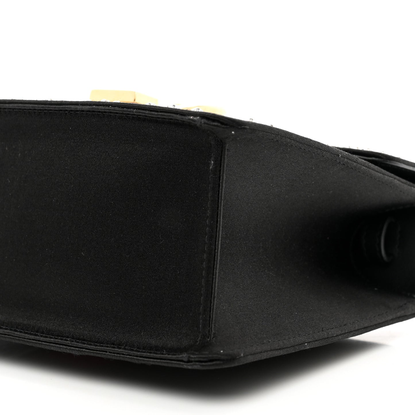 Satin Crystal Mini Sylvie Top Handle Bag Black