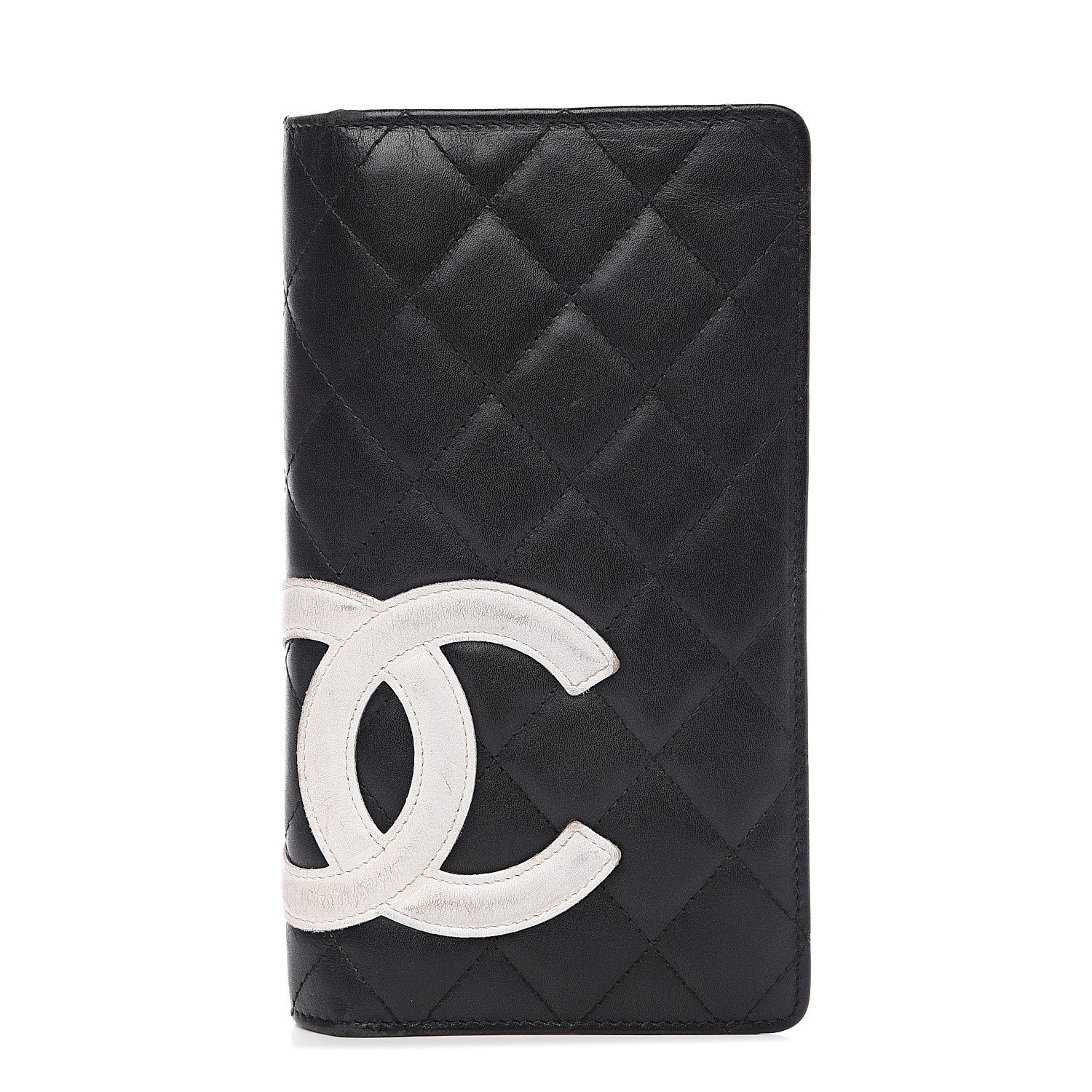 Chanel Calfskin Quilted Cambon Yen Wallet Black White 1 of 12