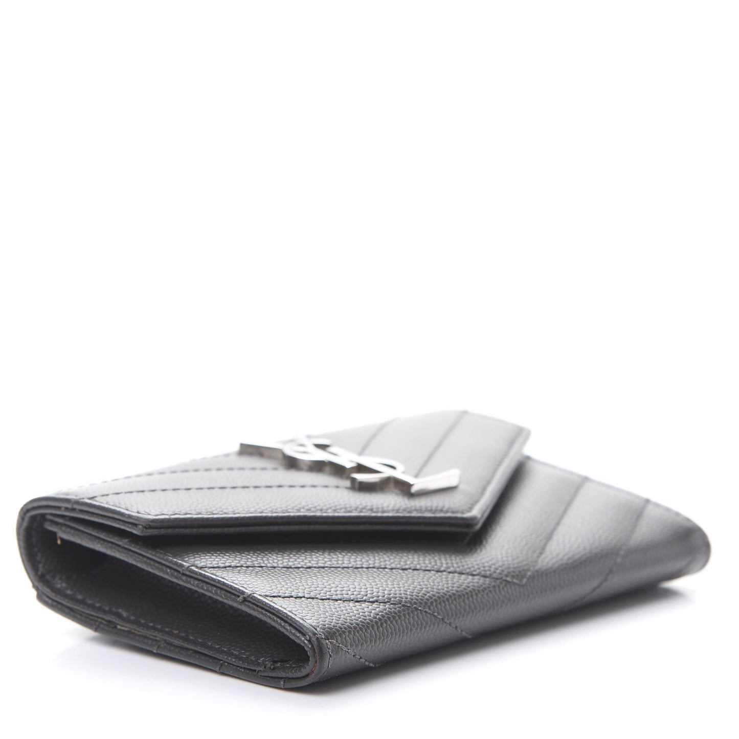 Grain De Poudre Matelasse Chevron Small Monogram Envelope Wallet Coal
