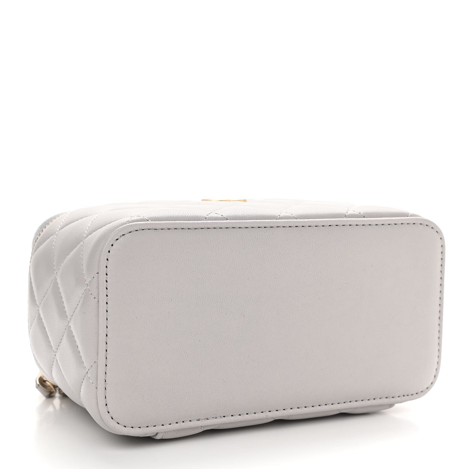 Chanel Lambskin Quilted Small Top Handle Vanity Case With Chain Light Grey 4 of 11