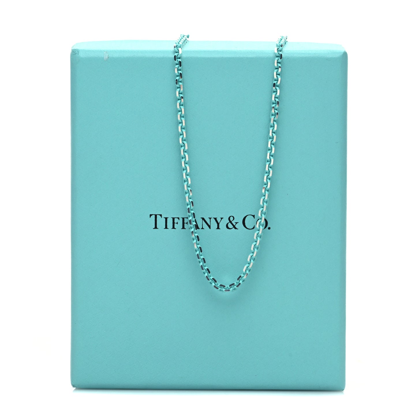 Sterling Silver Enamel 2.5mm Chain Necklace Blue 30"