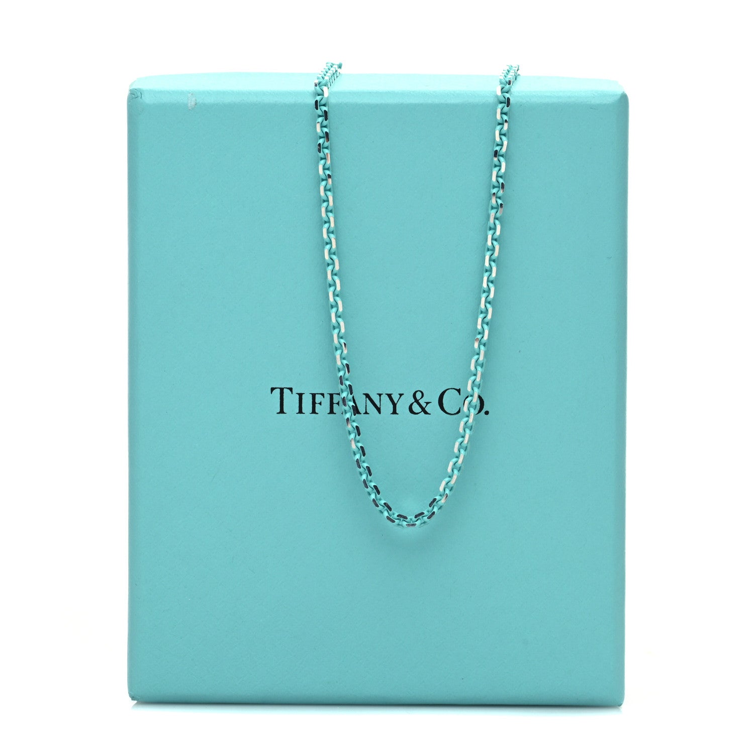 Tiffany Sterling Silver Enamel 2.5mm Chain Necklace Blue 30" 6 of 6