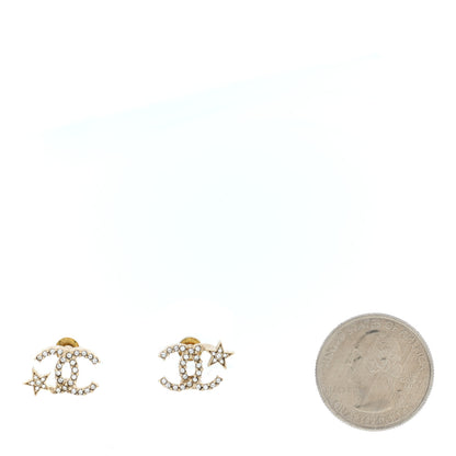 Chanel Crystal CC Starfall Earrings Gold 2 of 5