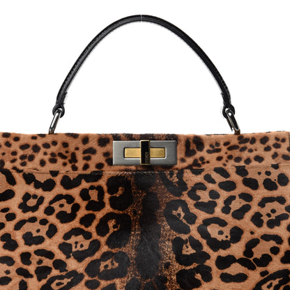 Fendi Calf Hair Leopard Print Zucca Large Peekaboo Iconic Satchel Tobacco 11 of 11