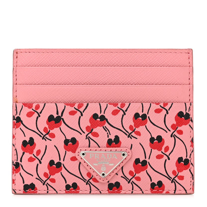 Prada Saffiano Ramage Triangle Card Holder Petalo Rosso 1 of 7
