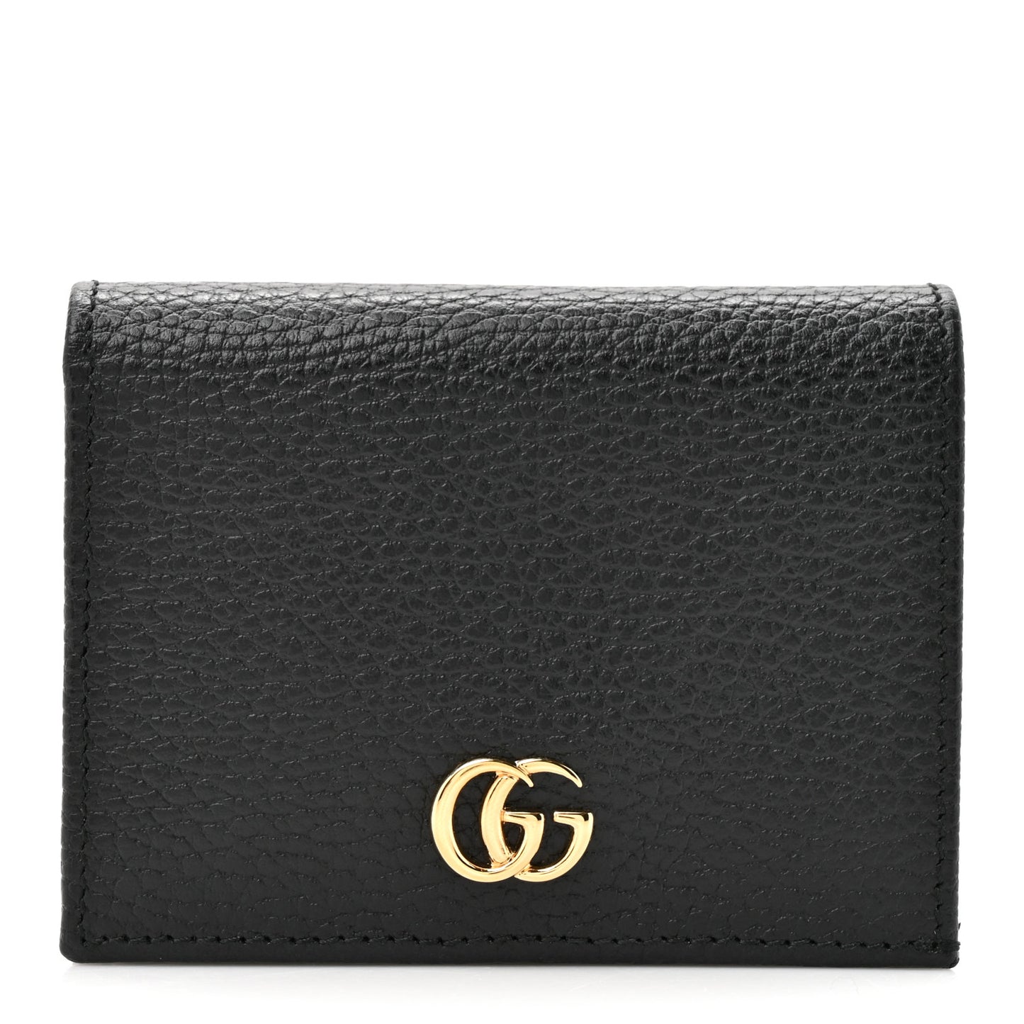 Pebbled Calfskin GG Marmont Card Case Black
