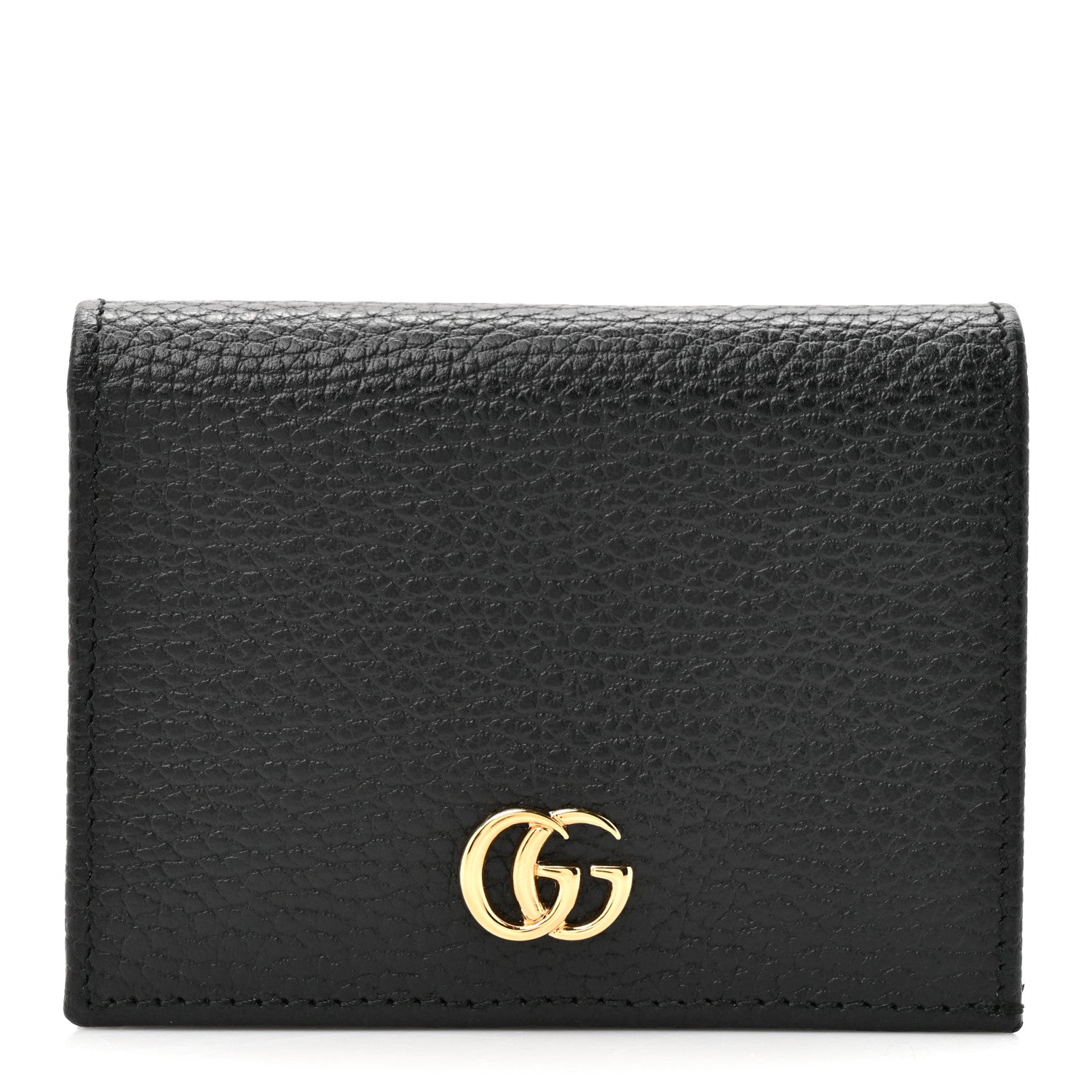 Gucci Pebbled Calfskin GG Marmont Card Case Black 1 of 9