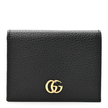 Gucci Pebbled Calfskin GG Marmont Card Case Black 1 of 9