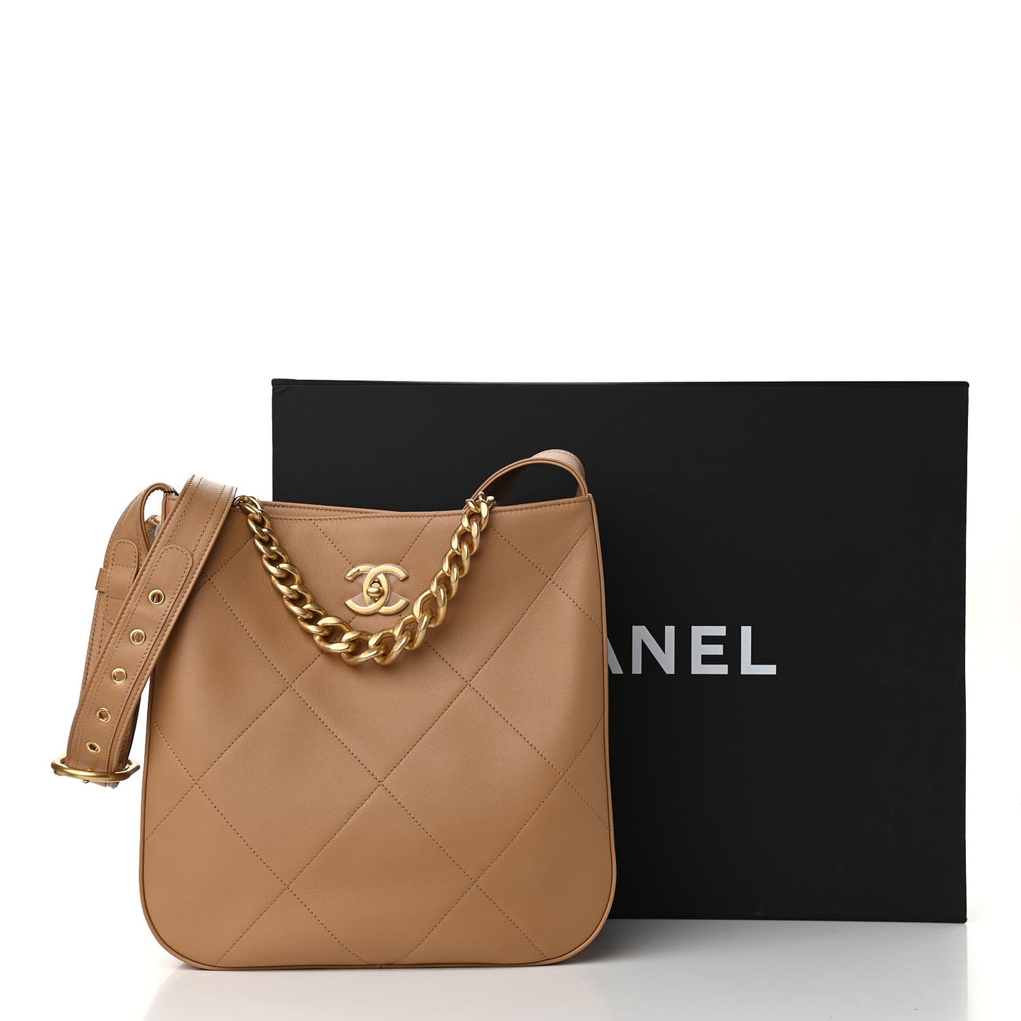 Calfskin Stitched Easy Mood Hobo Beige