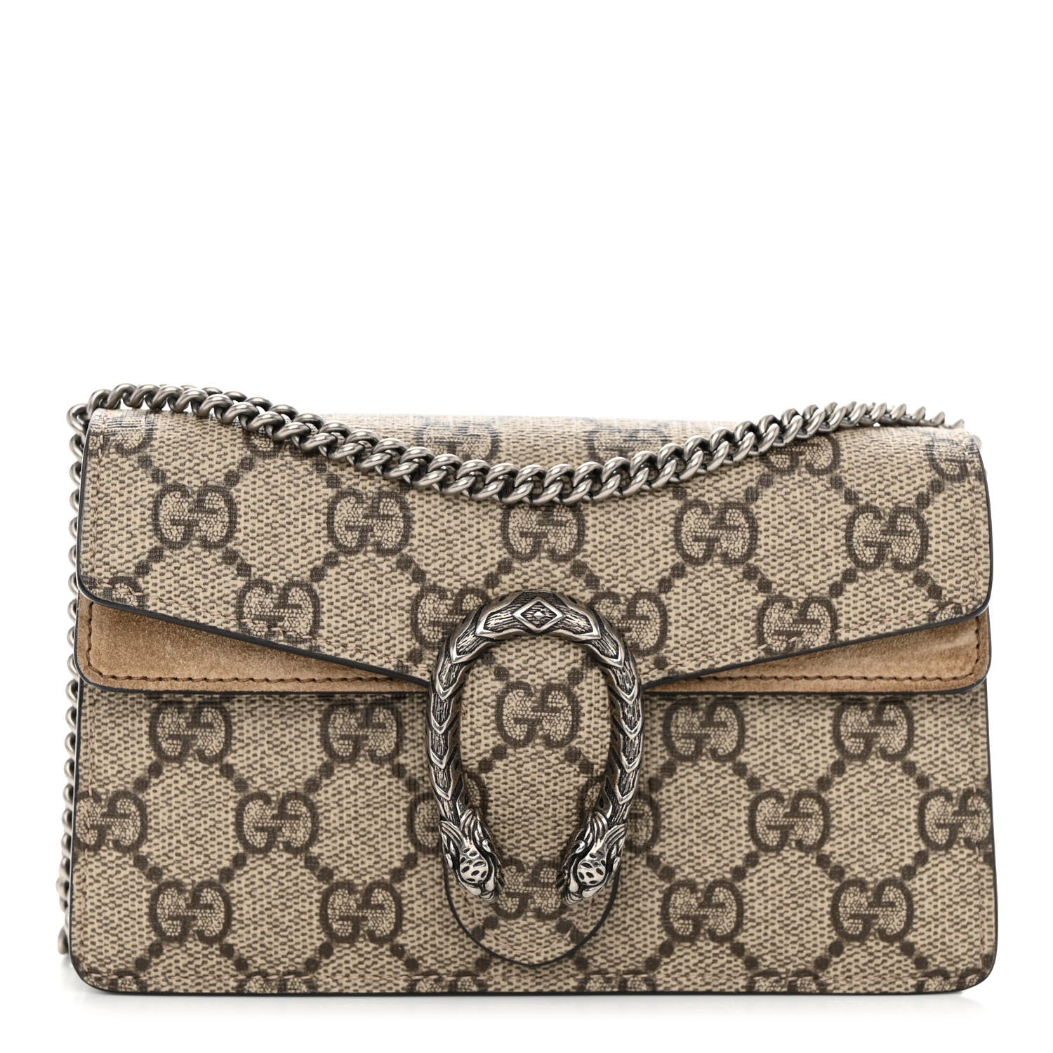 Gucci GG Supreme Monogram Super Mini Dionysus Shoulder Bag Taupe 1 of 9