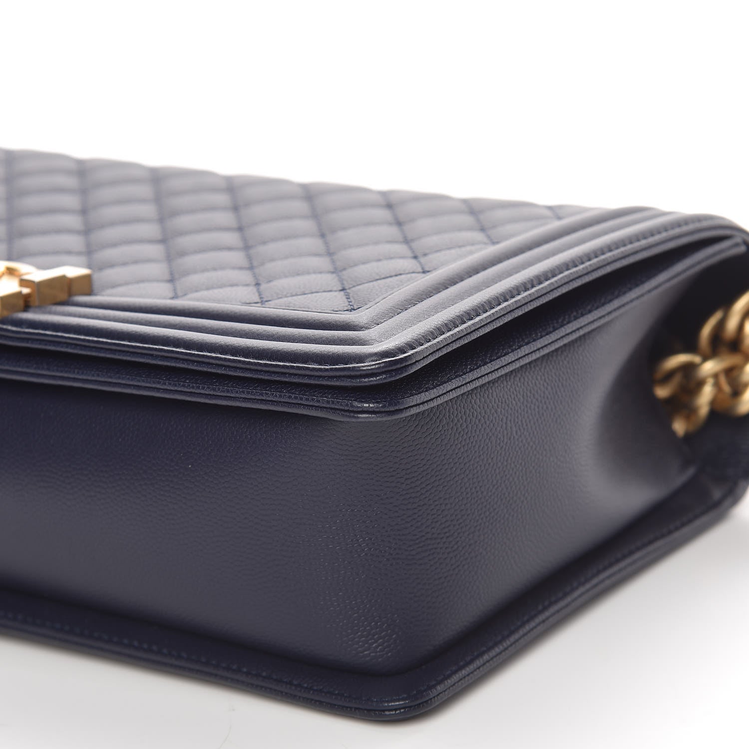 Chanel Caviar Quilted New Medium Boy Flap Dark Navy Blue 9 of 11