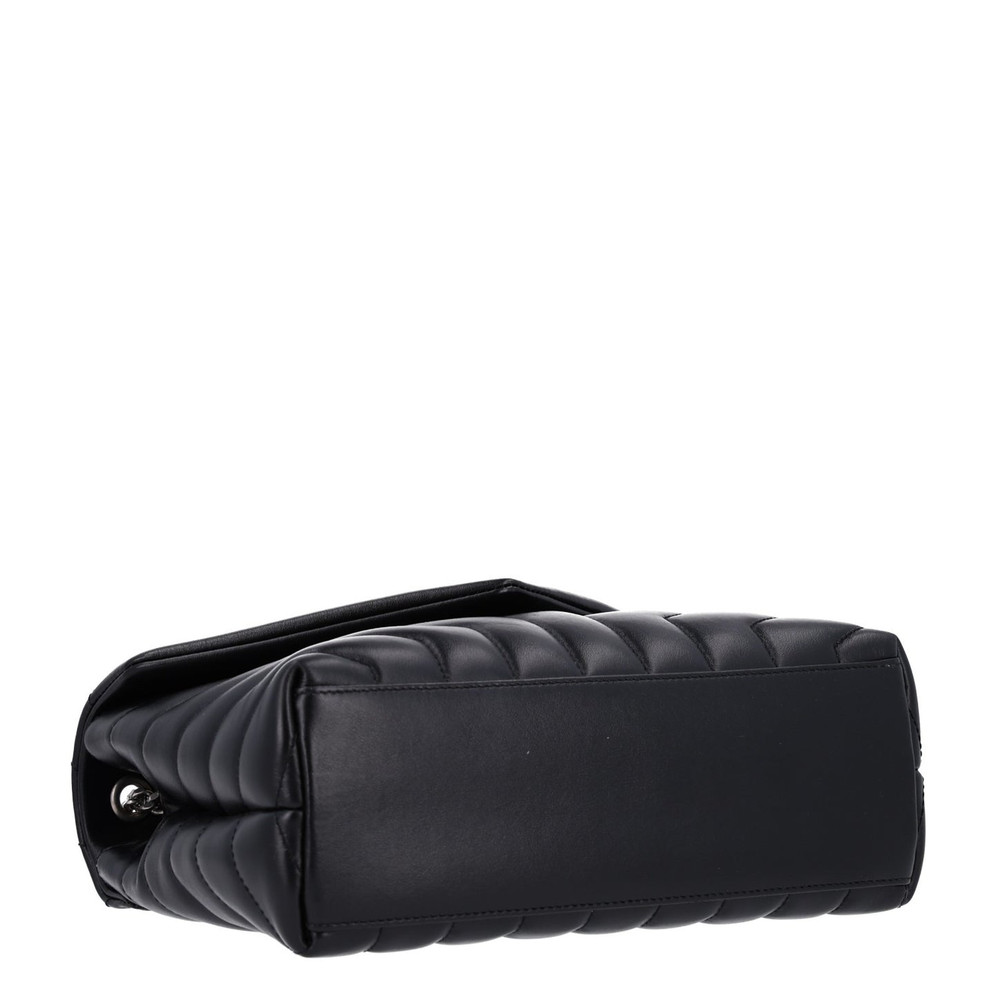 Calfskin Y Quilted Monogram Small Loulou Chain Satchel Black