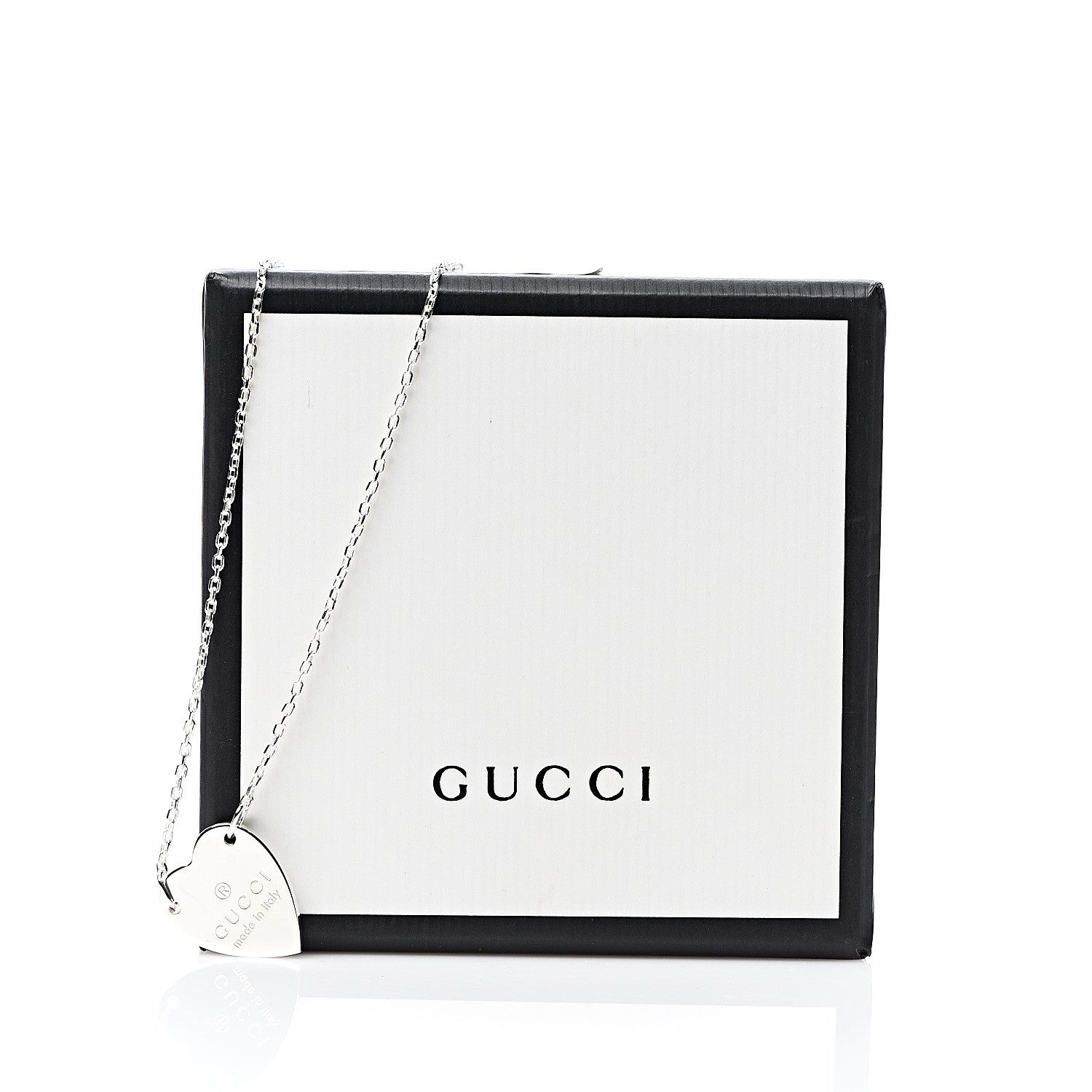 Gucci Sterling Silver Trademark Heart Pendant Necklace 4 of 4