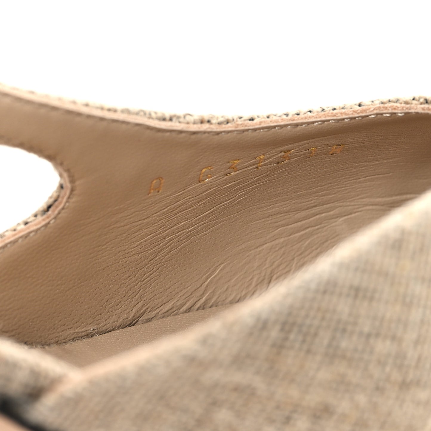Fabric Grosgrain Cap Toe CC Slingback Pumps 37 Dark Beige Black