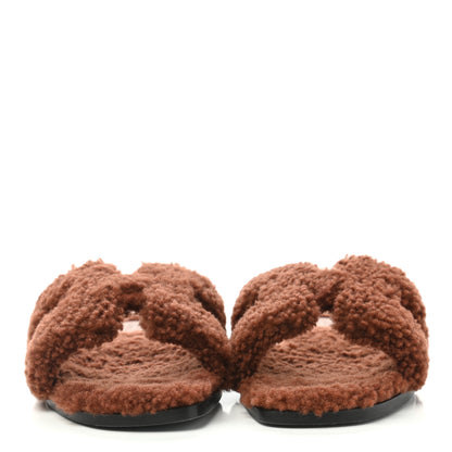 Hermes Woolskin Oran Sandals 39 Cognac 2 of 9