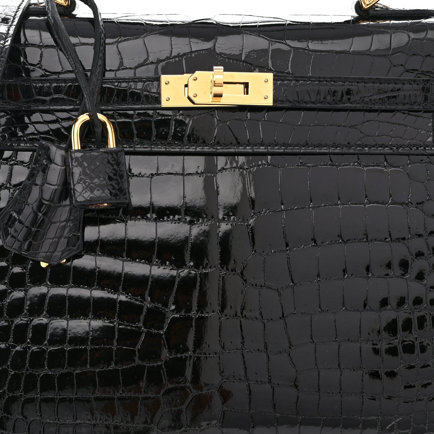 Shiny Porosus Crocodile Kelly Sellier 25 Black