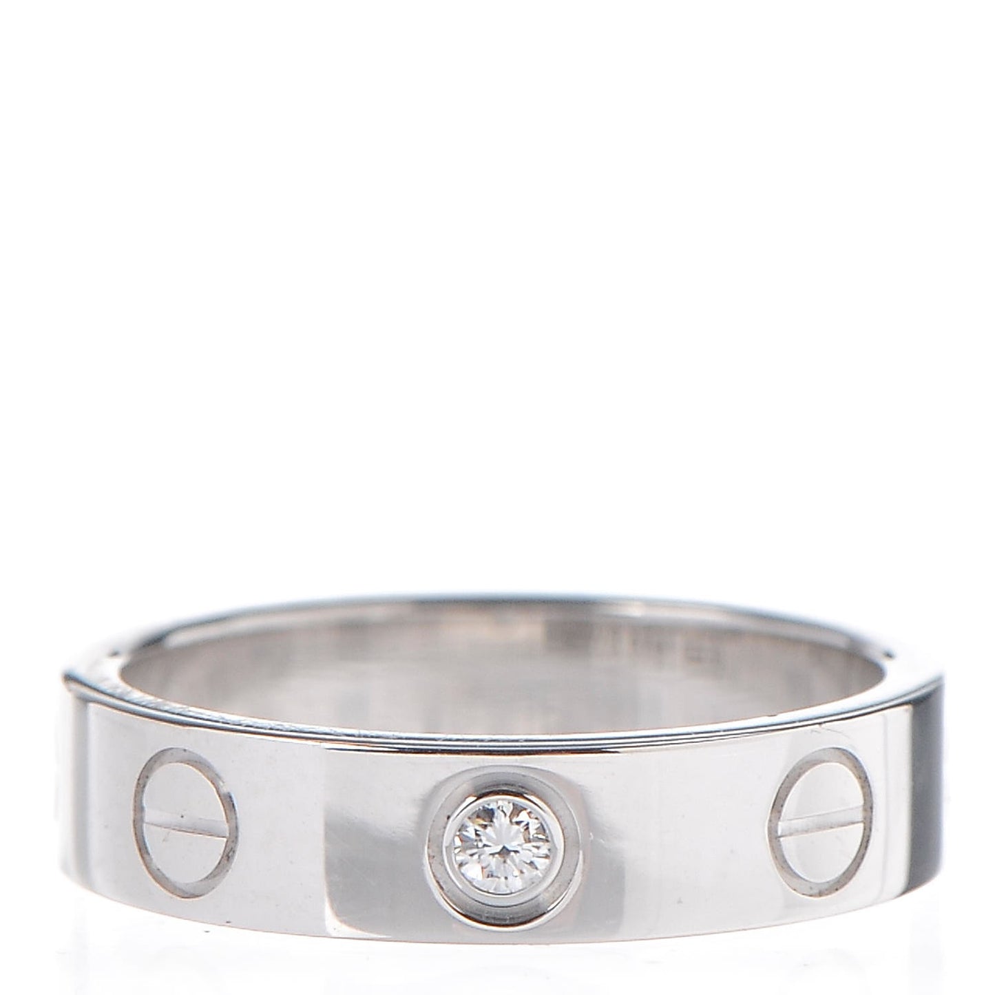 18K White Gold Diamond 4mm LOVE Wedding Band Ring 46 3.75