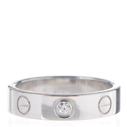 Cartier 18K White Gold Diamond 4mm LOVE Wedding Band Ring 46 3.75 1 of 3