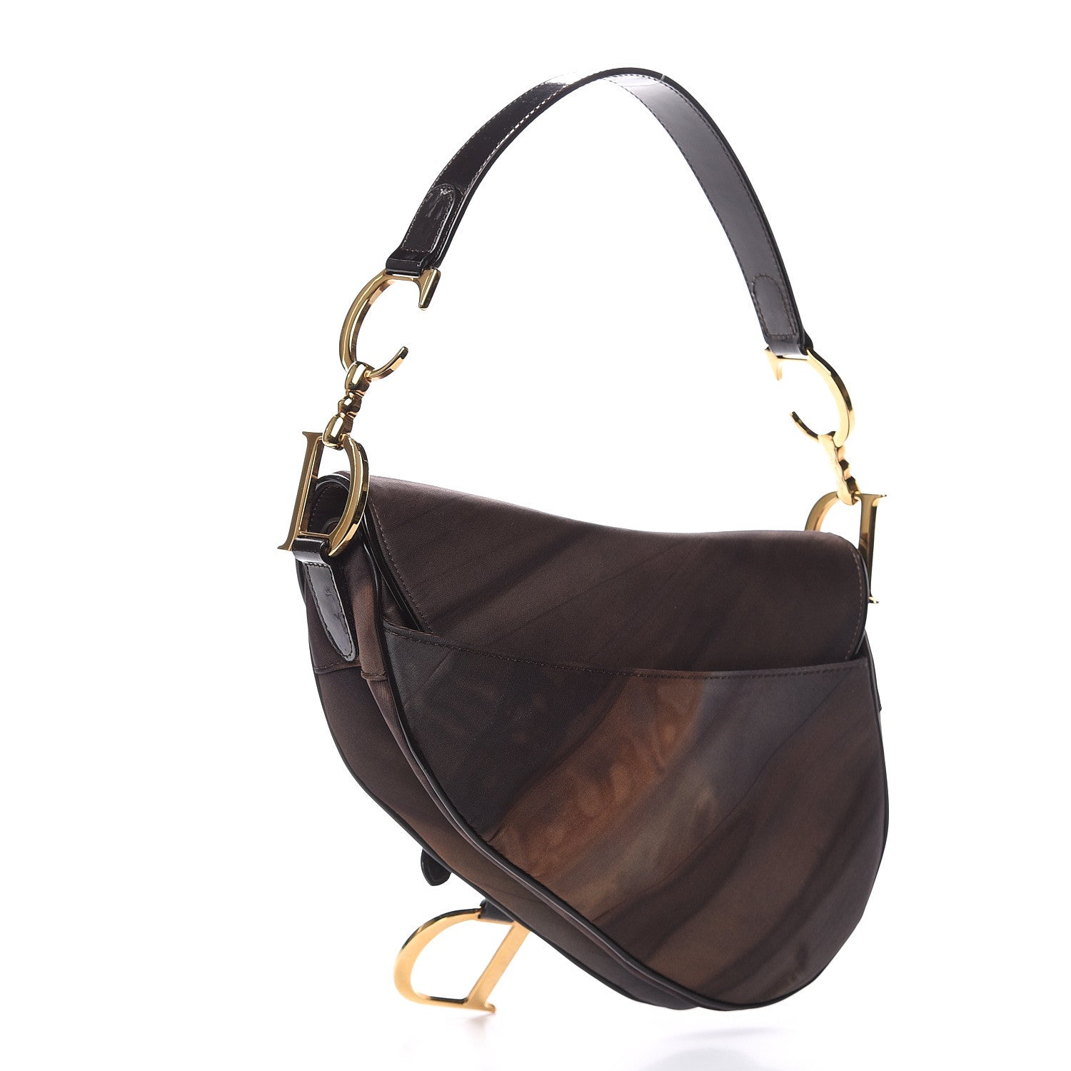 Christian Dior Satin Saddle Bag Brown Multicolor 3 of 11