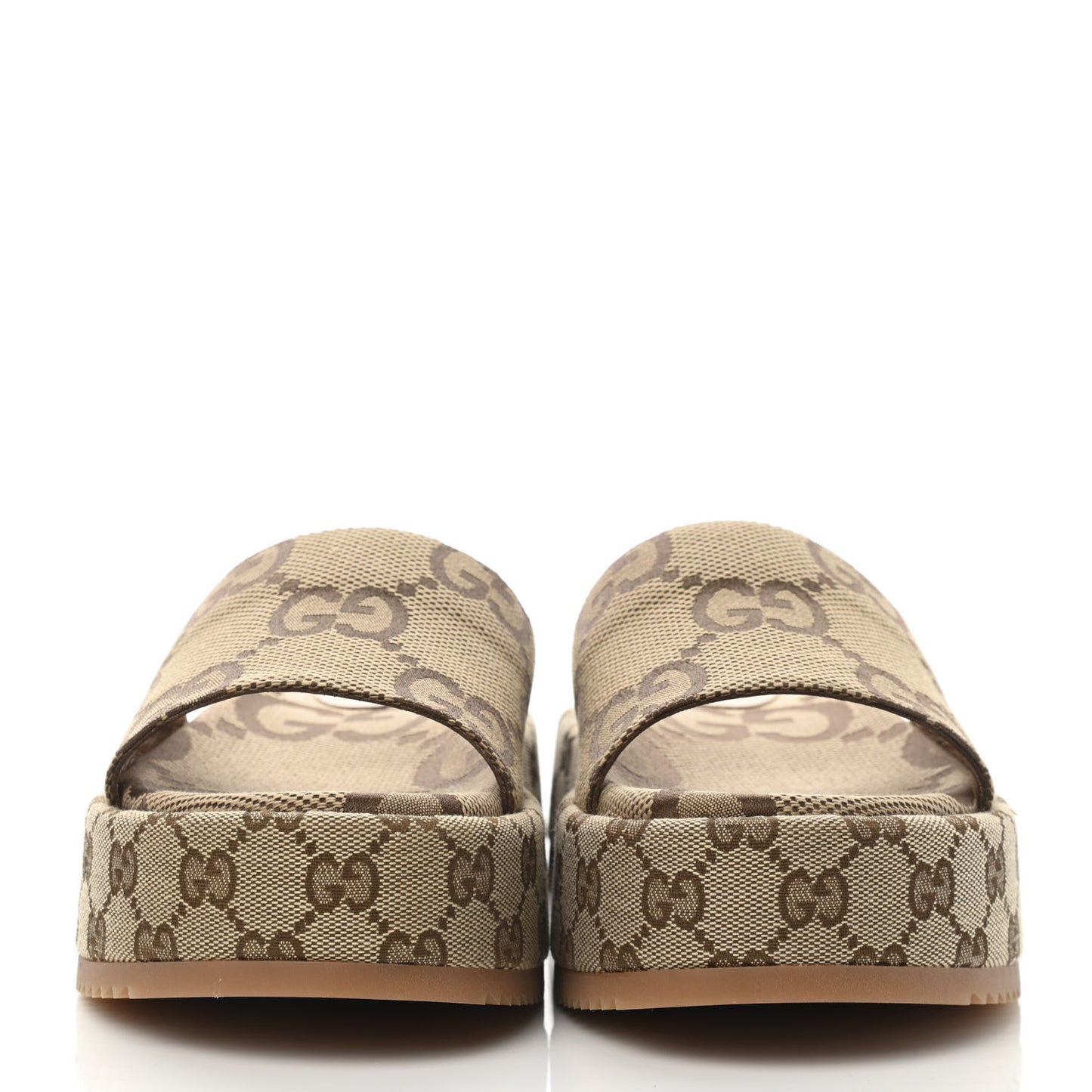 Monogram Maxi GG Angelina Platform 55mm Slide Sandals 39 Camel Ebony