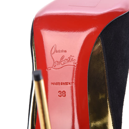 Christian Louboutin Veau Velours Specchio 100 Delicotte Booties 38 Black Gold 6 of 7