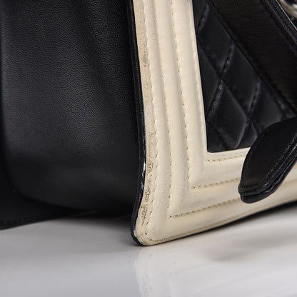 Chanel Lambskin Quilted Large Boy Flap Black White 18 of 18