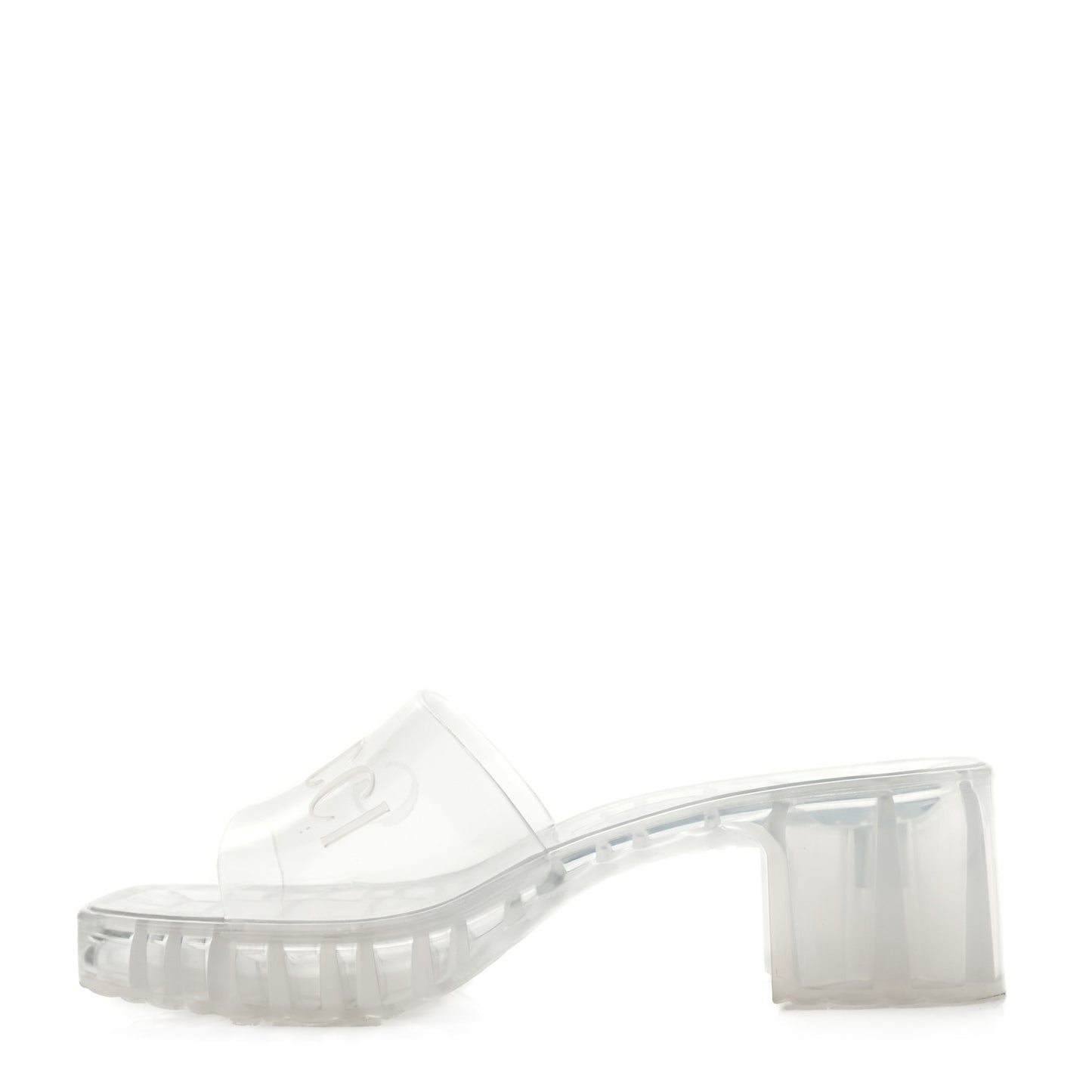 Rubber Gucci Logo Womens Platform 20/60mm Slide Sandals 37 Transparent