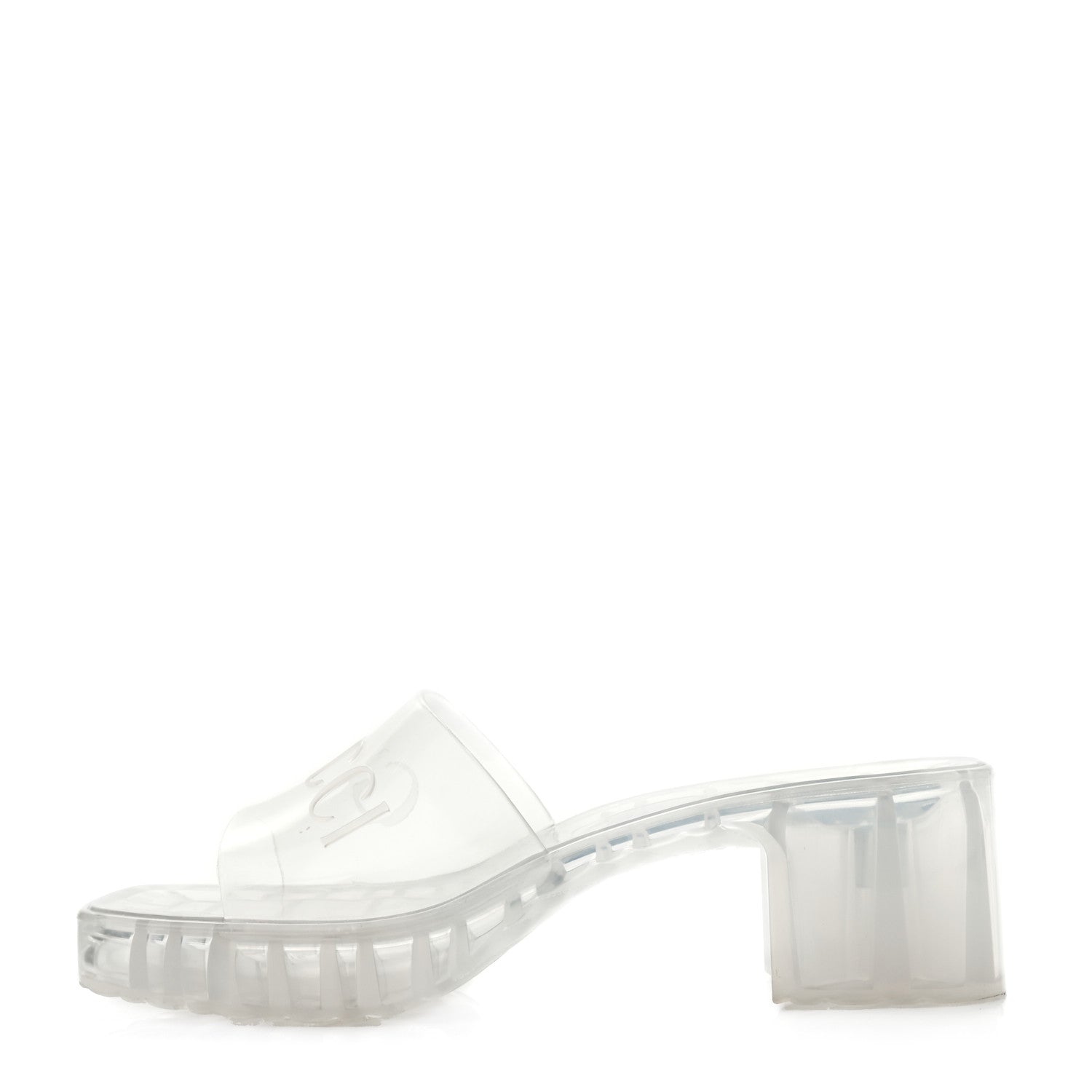 Gucci Rubber Gucci Logo Womens Platform 20/60mm Slide Sandals 37 Transparent 1 of 8