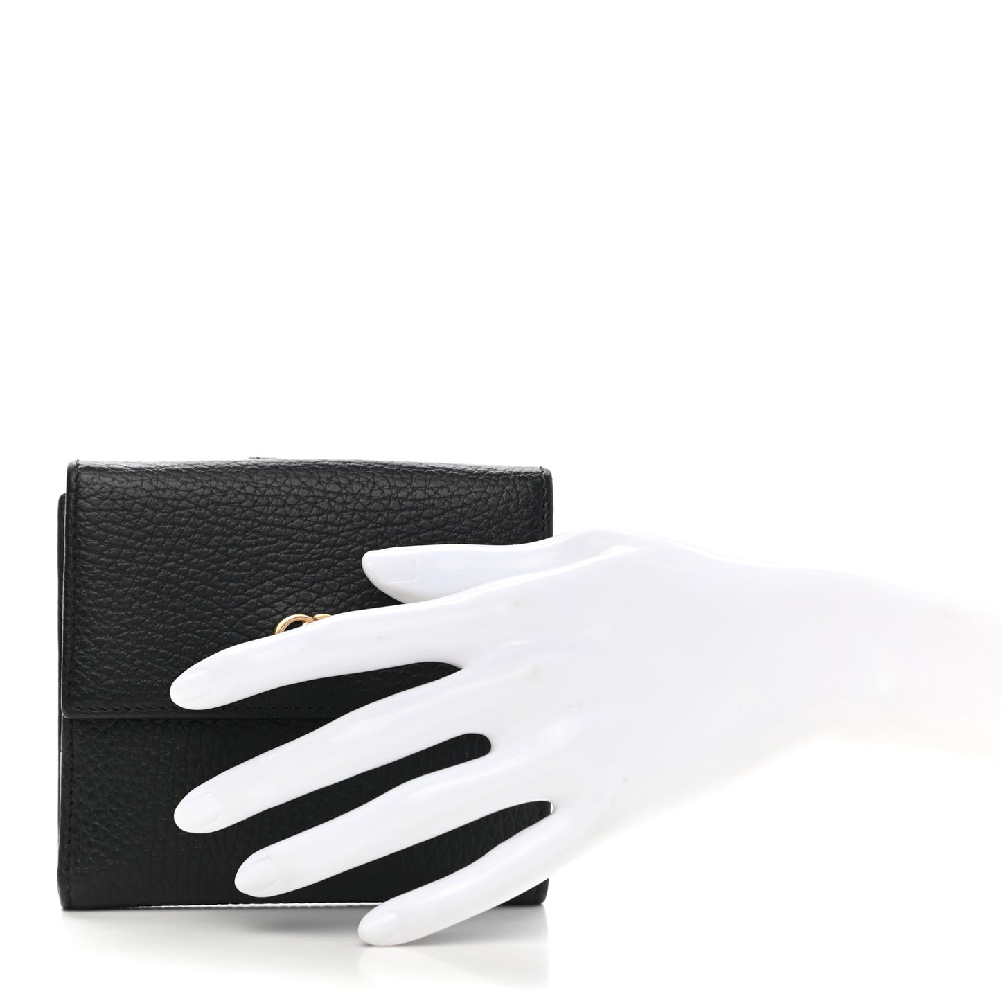 Dollar Calfskin Double G French Flap Wallet Black