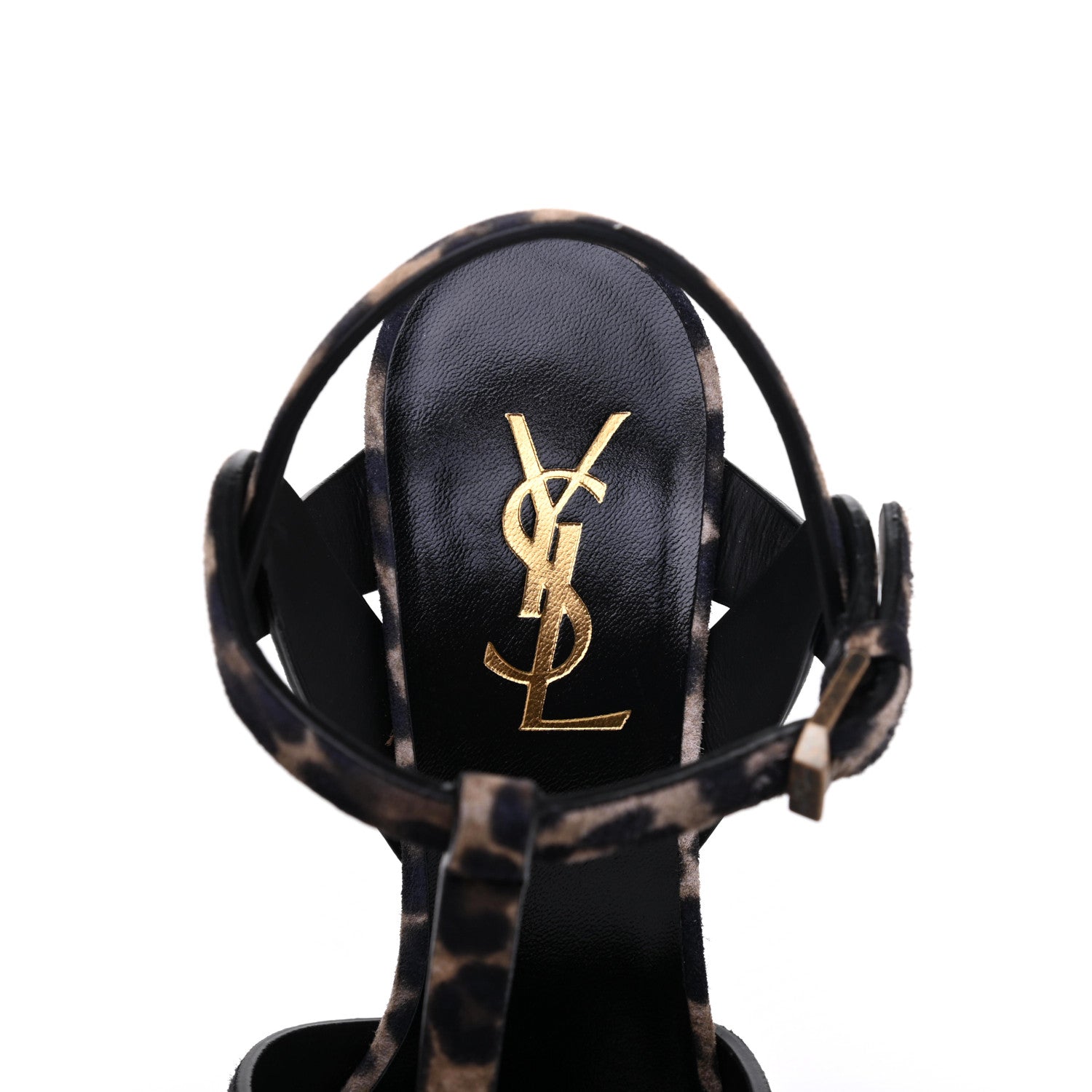 Saint Laurent Suede Leopard Print Tribute 75 Platform Sandals 36.5 Russian Beige 7 of 9