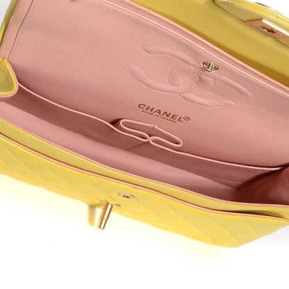 Chanel Lambskin Quilted Medium Double Flap Yellow 6 of 9