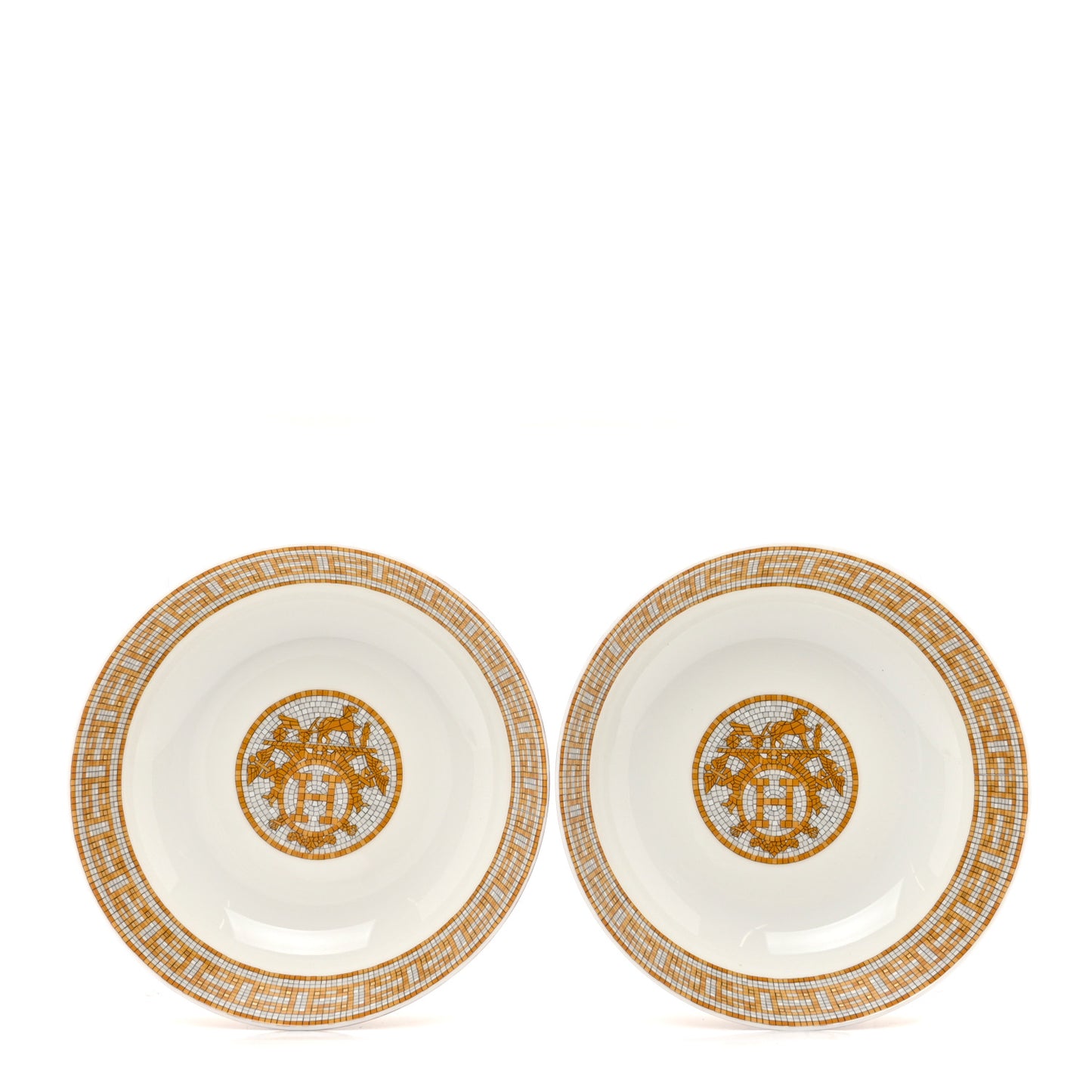 Porcelain Mosaique Au 24 Gold Cereal Bowl Set of 2