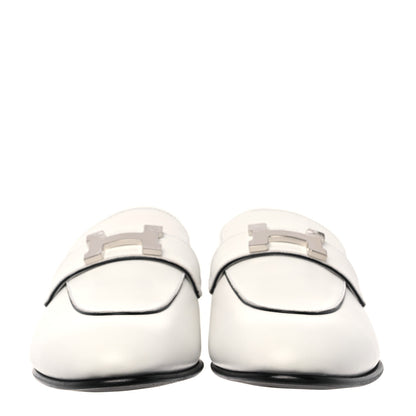 Hermes Calfskin Womens Paris Loafers 38.5 White 2 of 9