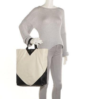 Celine Lambskin Vertical Bi-Color Coeur Cabas Black White 2 of 9