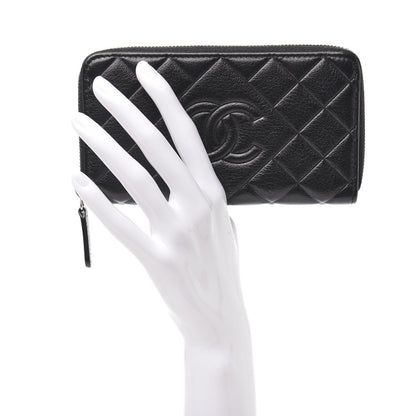 Chanel Calfskin Quilted Small Diamond CC Zip Around Wallet Black 2 of 9
