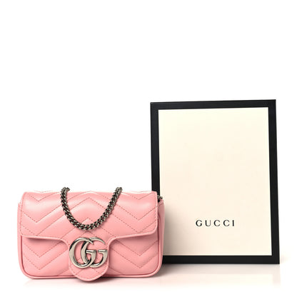 Gucci Calfskin Matelasse Super Mini GG Marmont Shoulder Bag Wild Rose 12 of 12