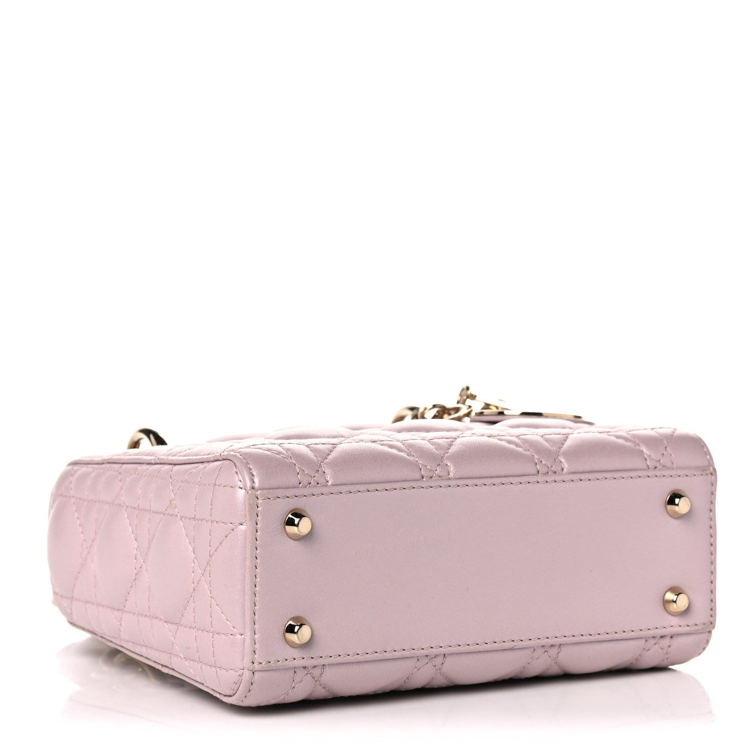 Christian Dior Metallic Lambskin Cannage Mini Lady Dior Lotus 4 of 15