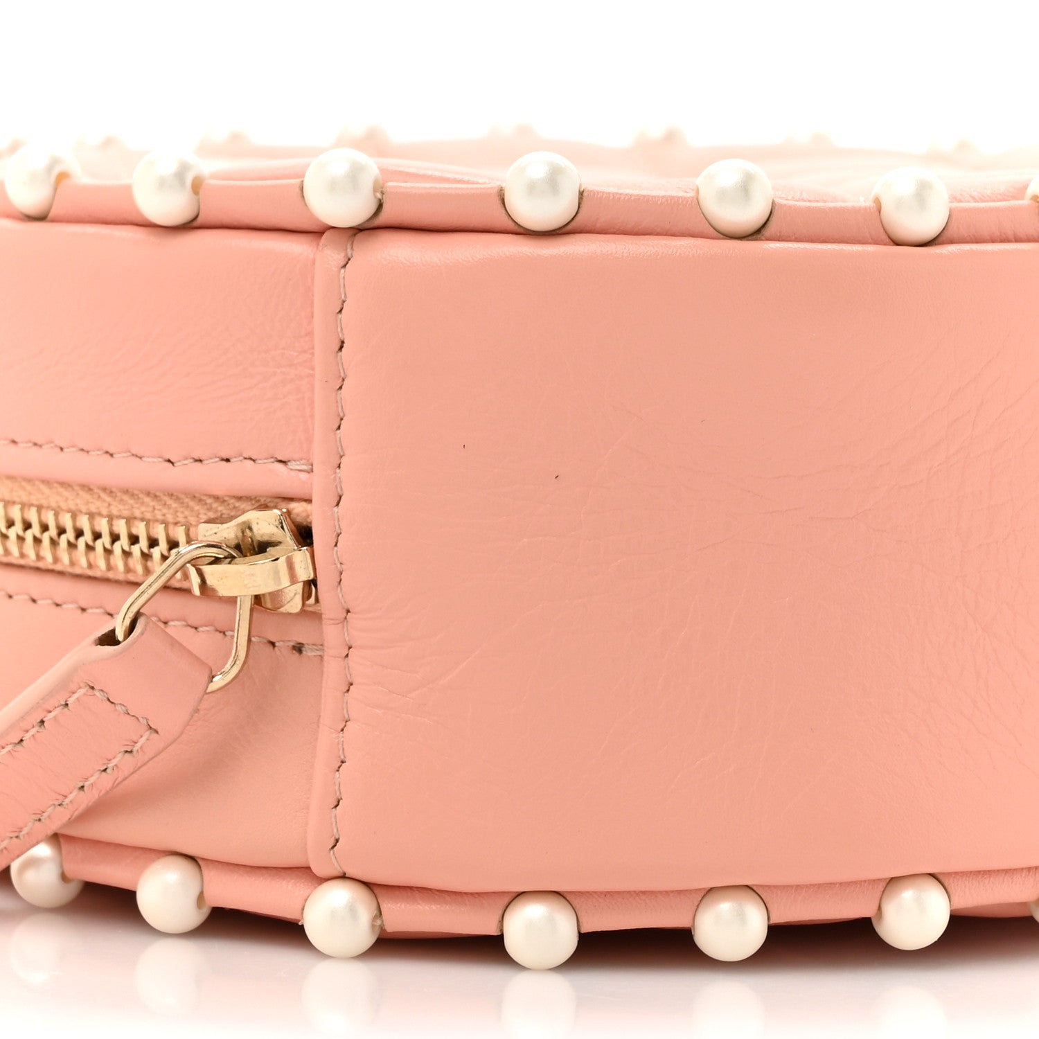 Chanel Calfskin Quilted Pearl Round Clutch With Chain Pink 10 of 10