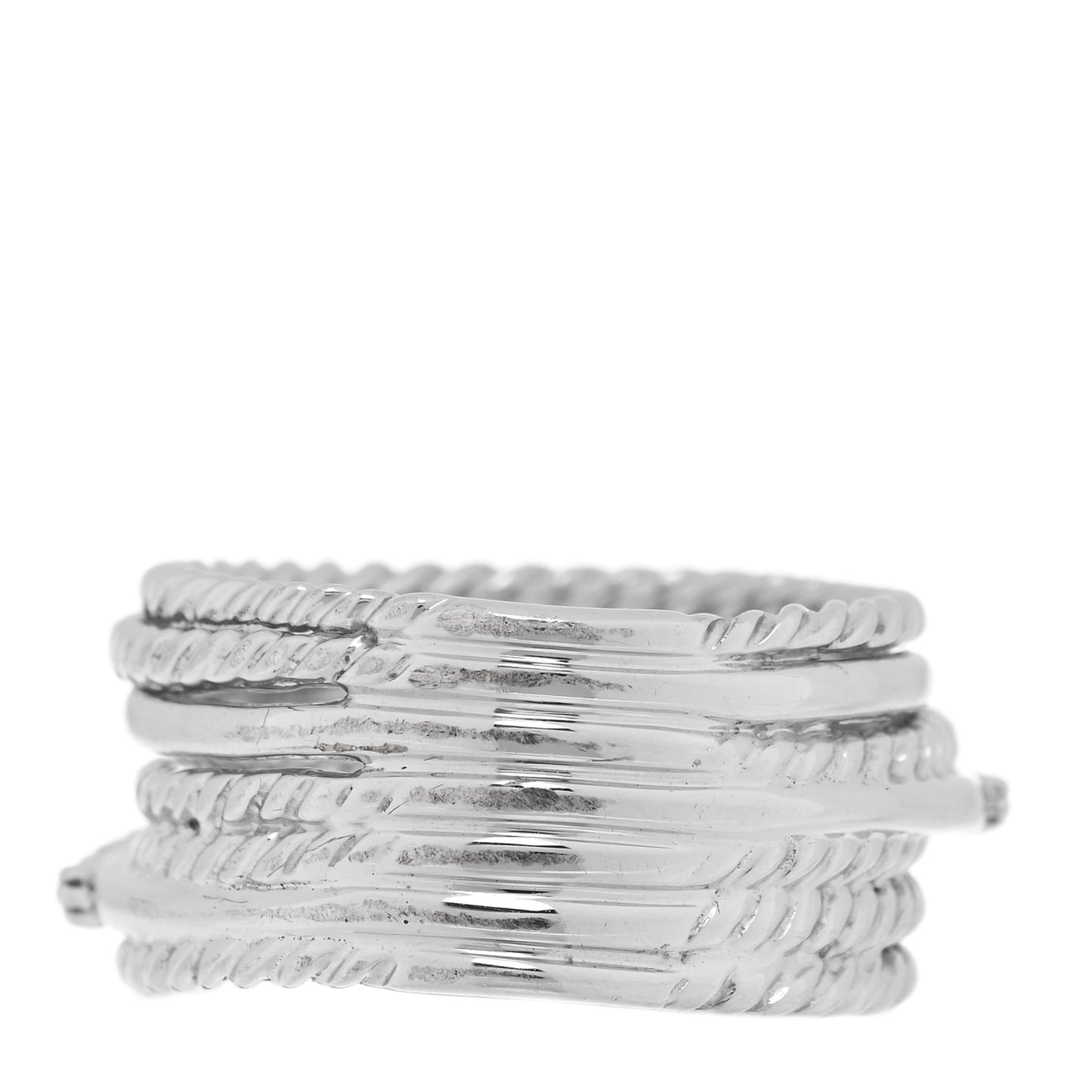 Sterling Silver Diamond 11mm Wide Crossover Cable Ring 52 6