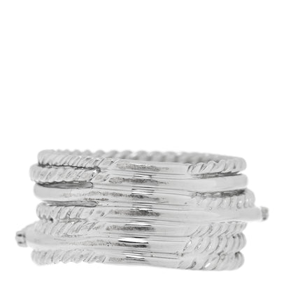 David Yurman Sterling Silver Diamond 11mm Wide Crossover Cable Ring 52 6 3 of 4