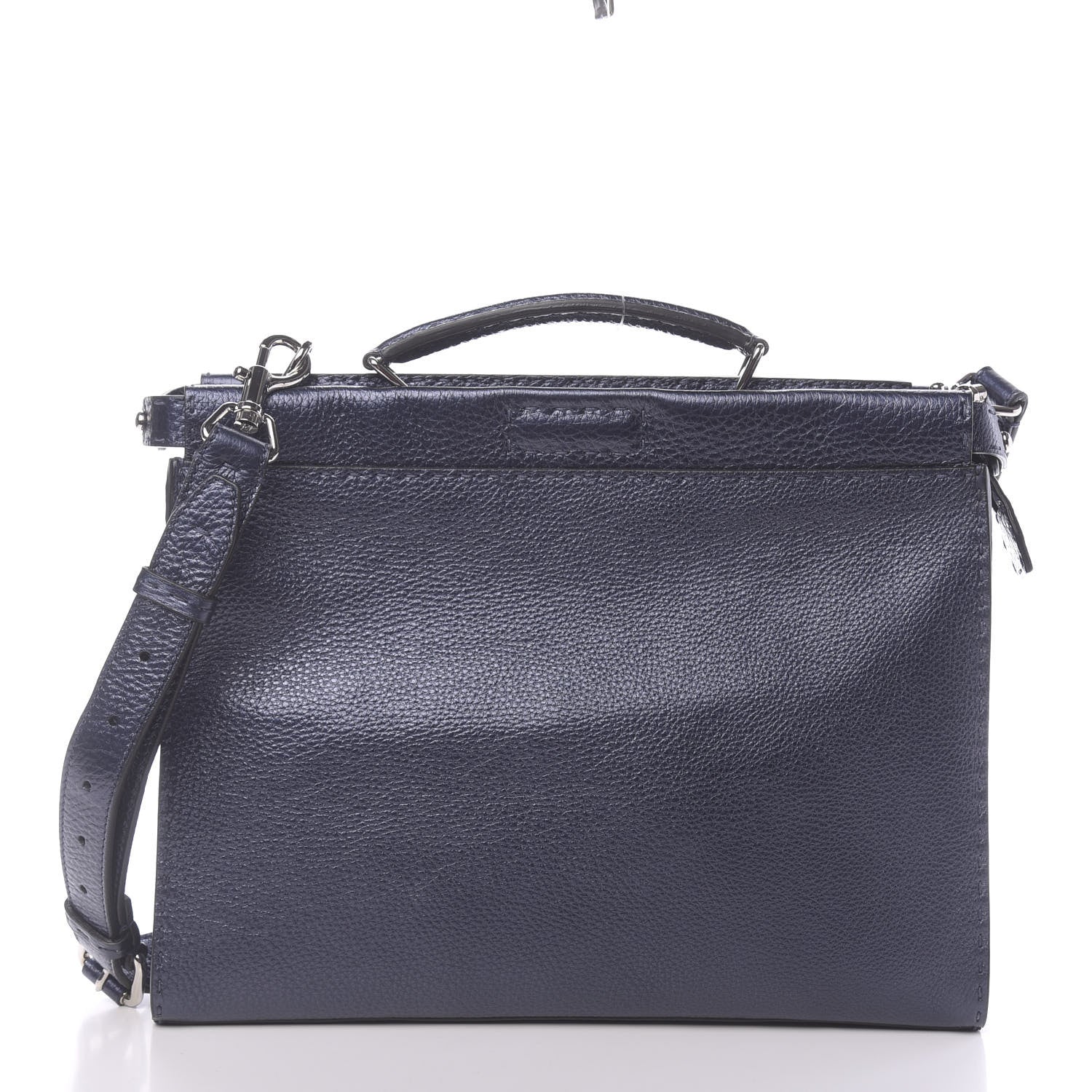 Fendi Cuoio Romano Lux Selleria Monster Eyes Embossed Large Peekaboo Iconic Fit Satchel Blue Notte 3 of 11