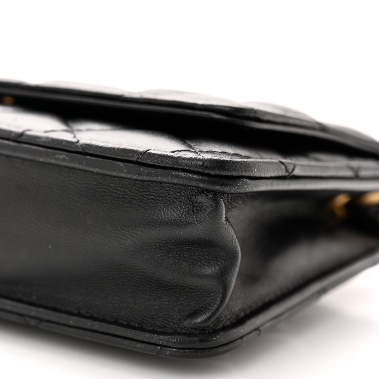 Lambskin Resin Quilted Wallet On Chain WOC Black