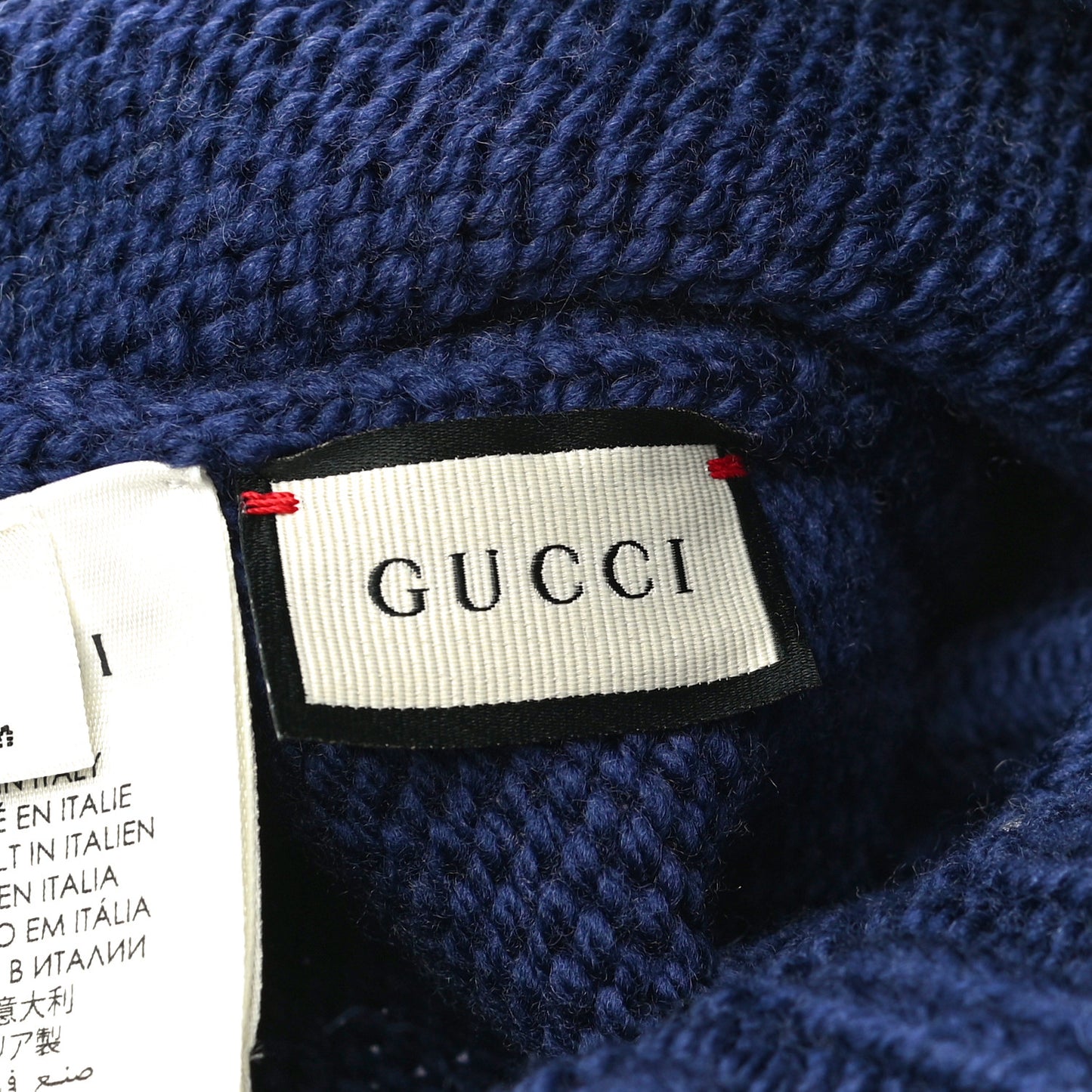 Wool Knit GG Plain Cap Tricot Beanie Hat M Blue